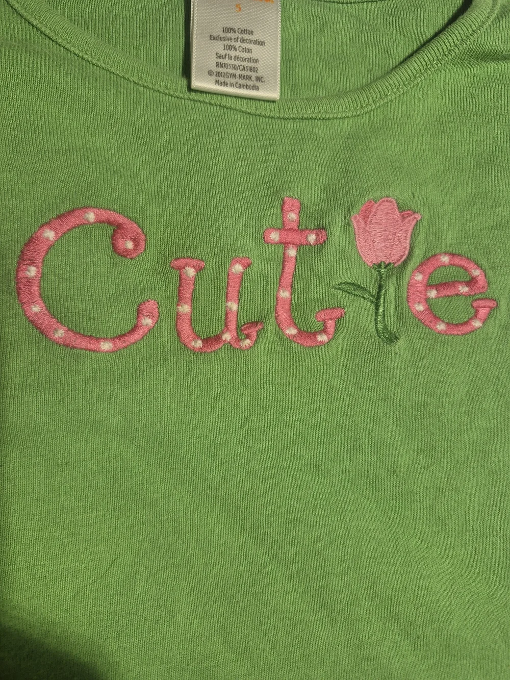 2012 Gymboree 'Bright Tulip' Girls Size 5 Kahki Shorts, SS T-shirt & 2Hair Clips